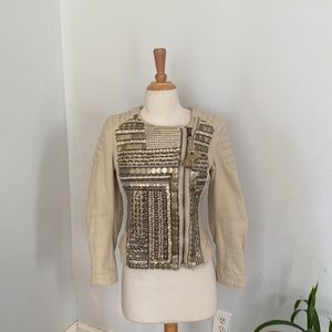 Lindex‎ Moto Jacket Women S Beaded Embellished Y2K Indie Sleaze Statement